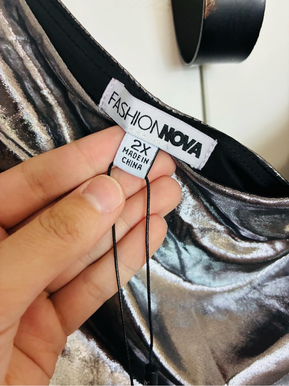 Fashion Nova Silver Metallic One-Shoulder Dress NWT 2X - Picture 14 of 16